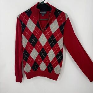 Red Argyle Men's Sweater